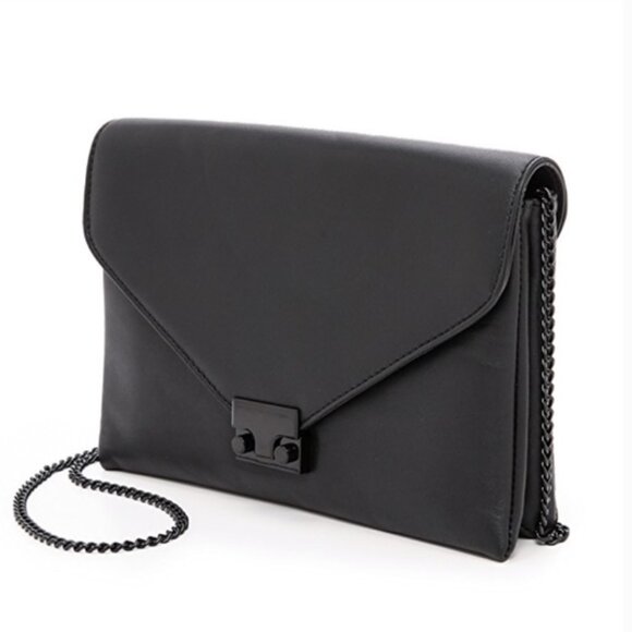 Loeffler Randall Envelope Clutch Turn-Lock Purse Black - Picture 2 of 16